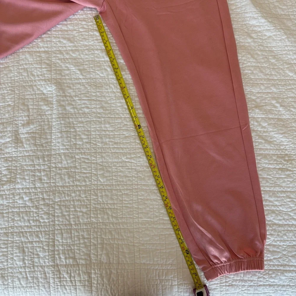 Womens Pink 2‎ Piece Sweatsuit Set Quarter Zip Joggers EcoCosy Large NWT Soft
